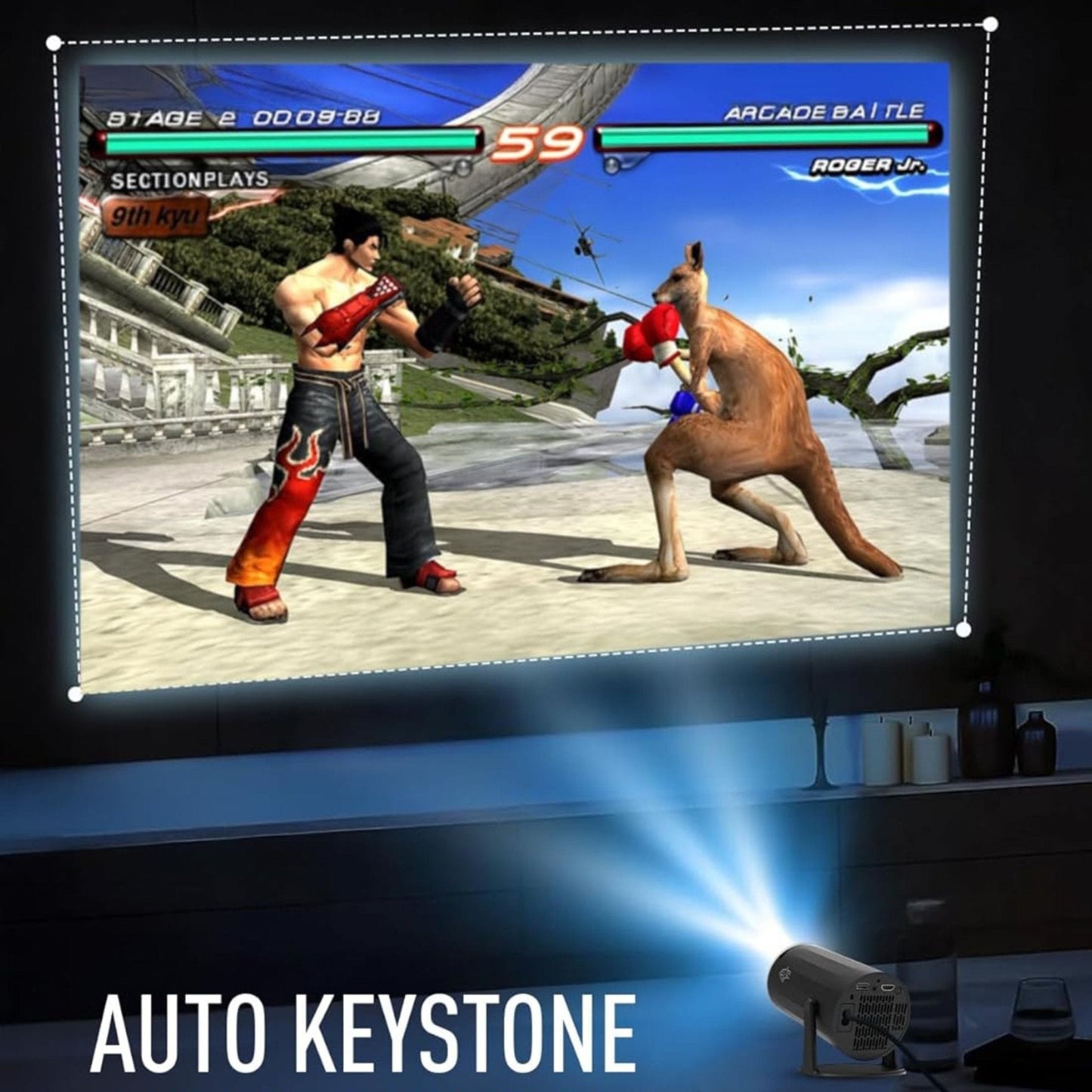 Porodo Gaming 4K Projector Android 11 with Auto Keystone and Gamepad Controller