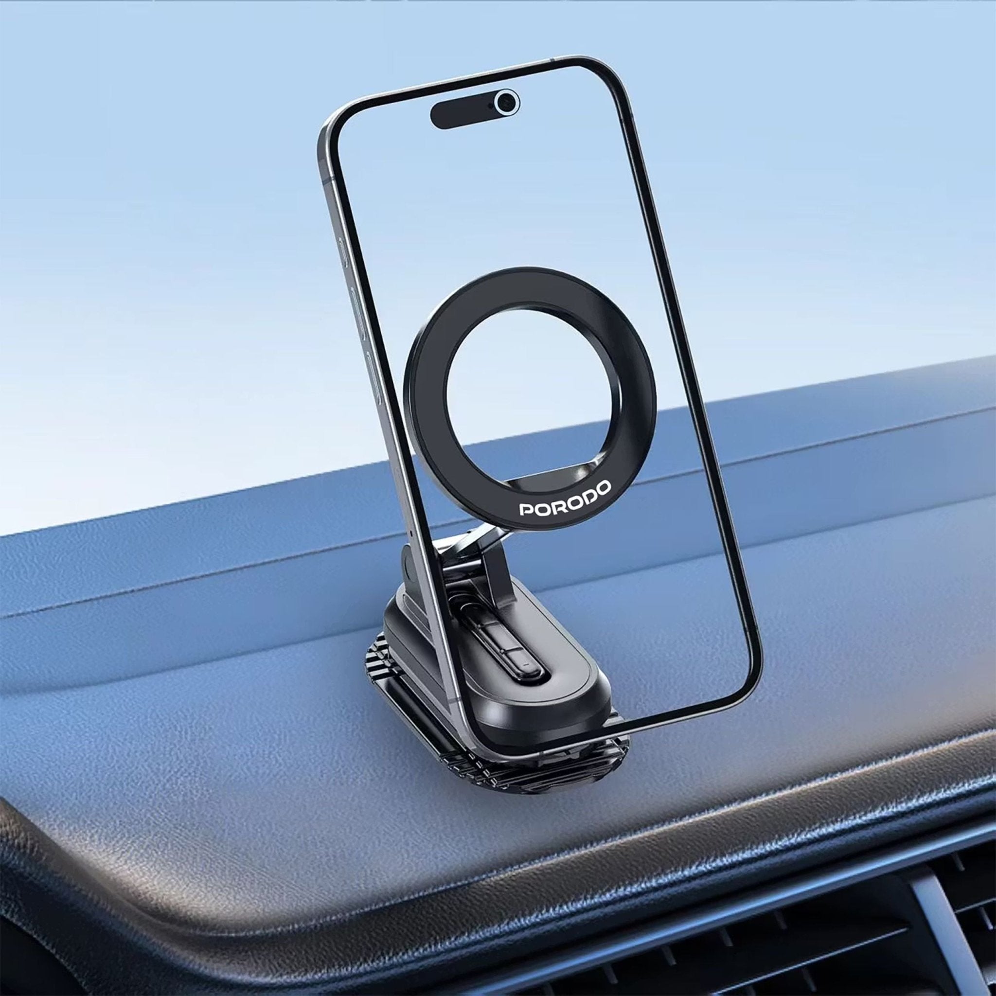 Porodo GripFold Magsafe Rotatable Car Mount - Black