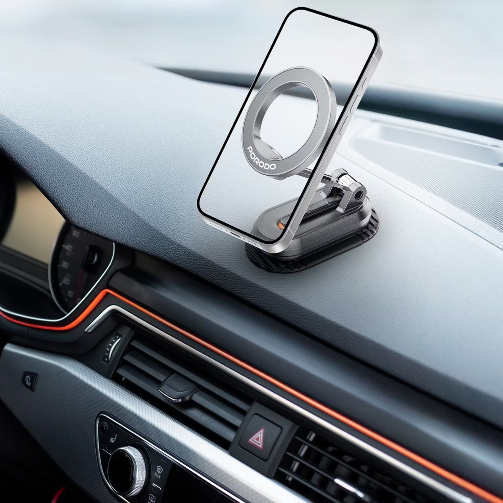 Porodo GripFold Magsafe Rotatable Car Mount - Black