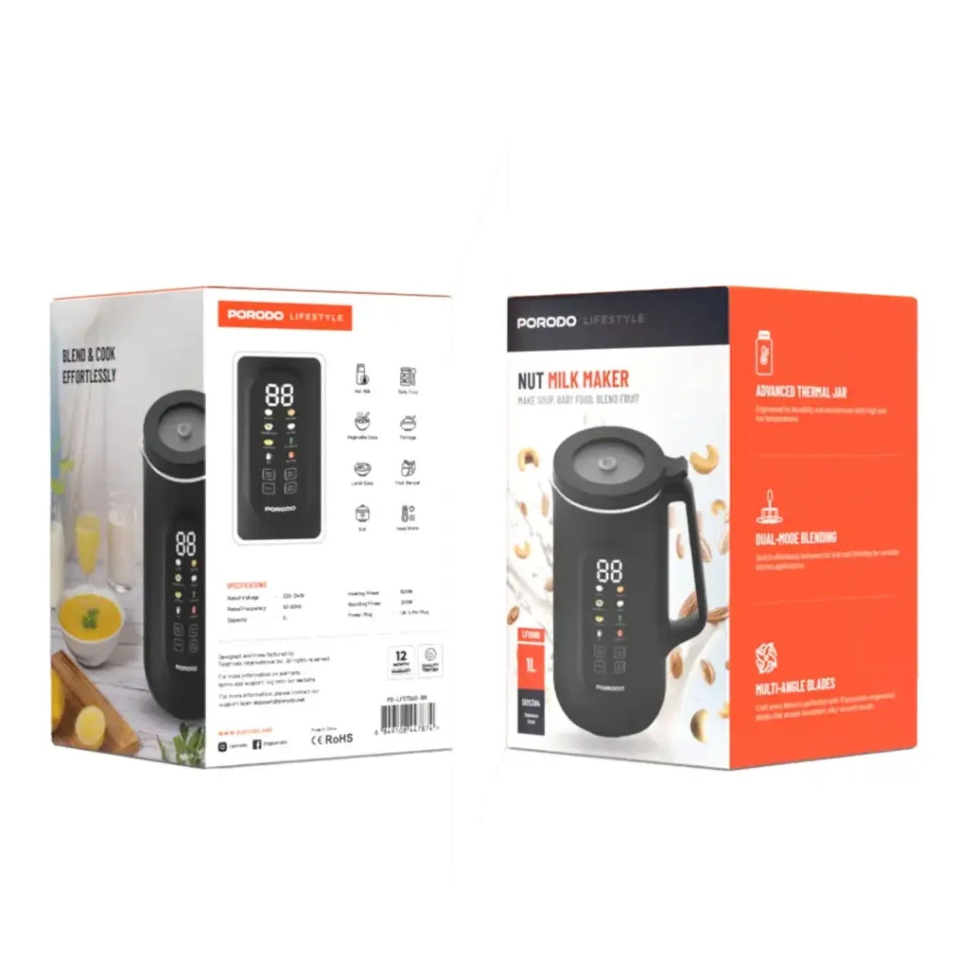 Porodo Lifestyle 800W Nut Milk Maker - Black