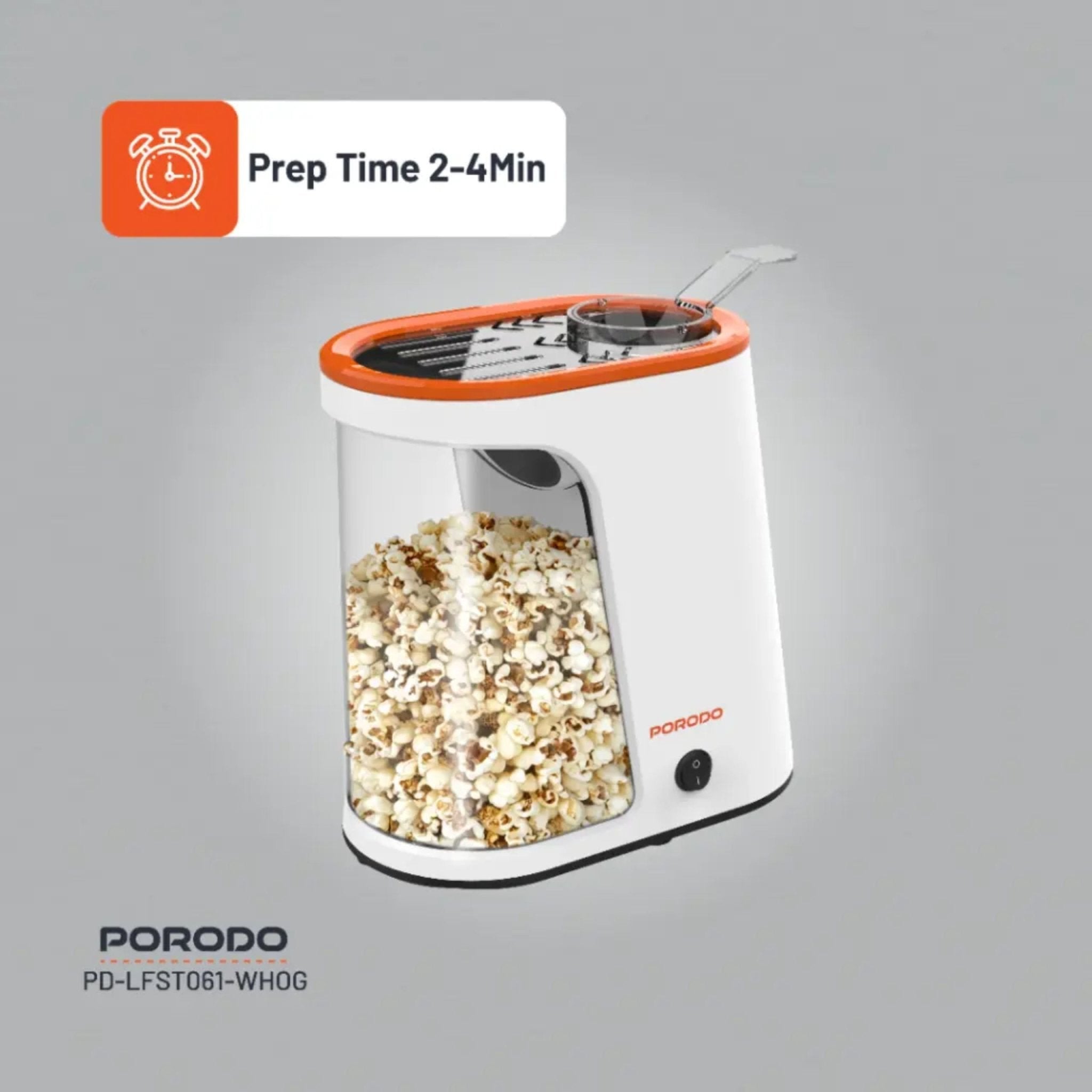 Porodo Lifestyle Air-Popped Popcorn Maker - White/Orange