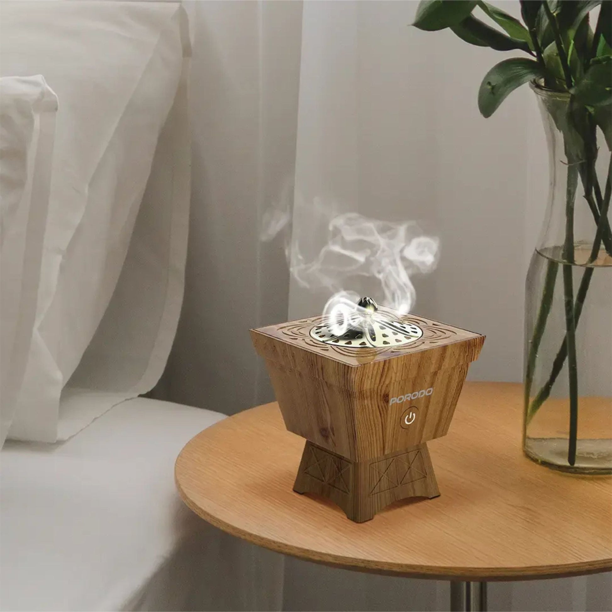 Porodo Lifestyle Classic Wood-Finish Portable Incense Burner - Brown