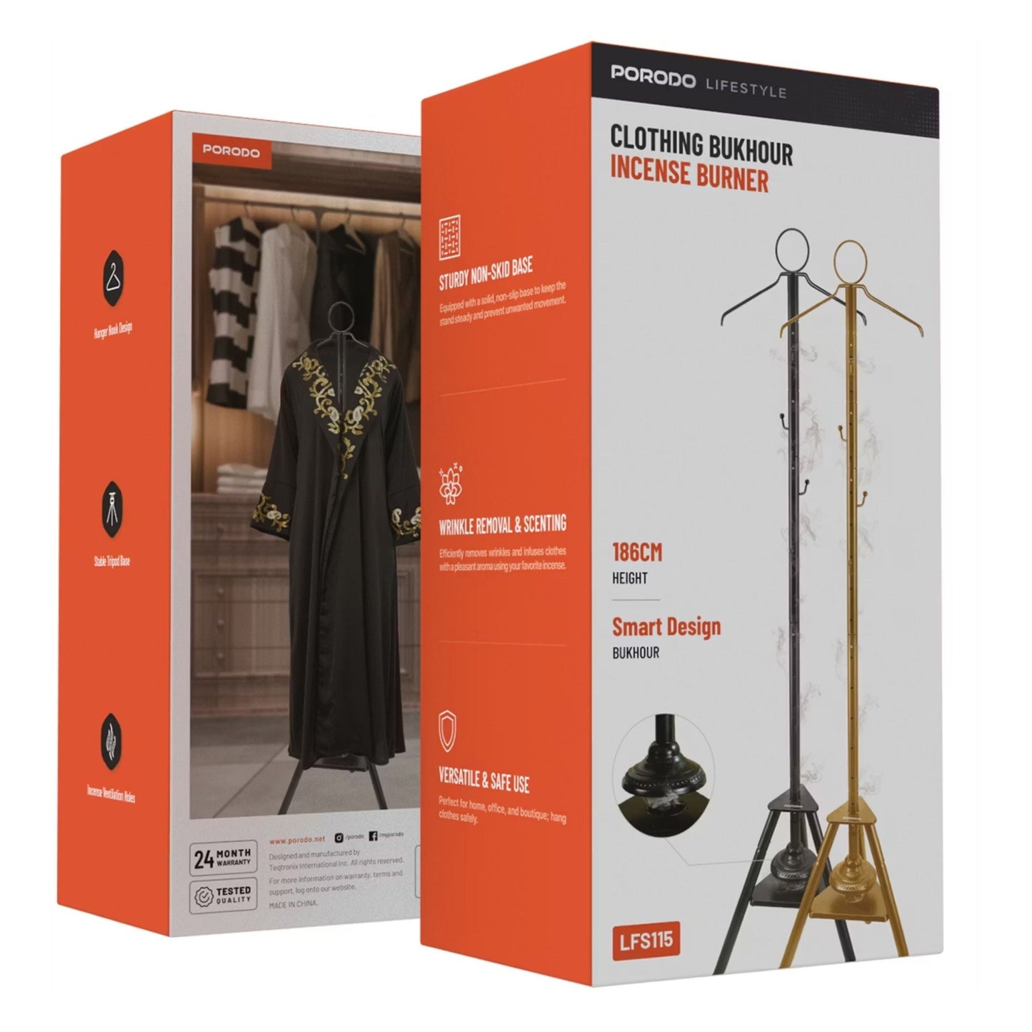 Porodo Lifestyle Hanger Stand Bakhour - Black