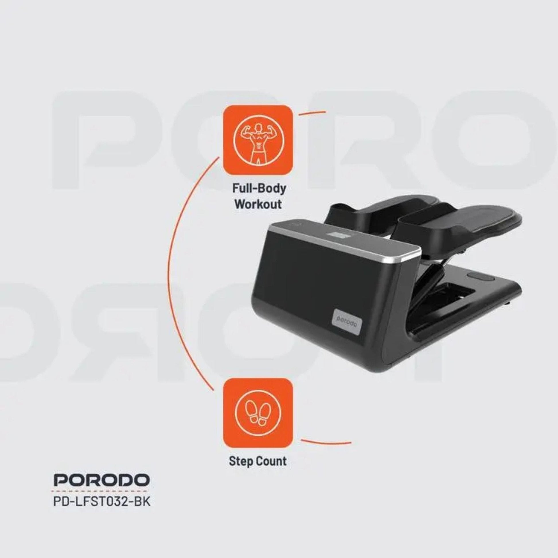 Porodo Lifestyle Mini Stepper Machine with Ropes - Black