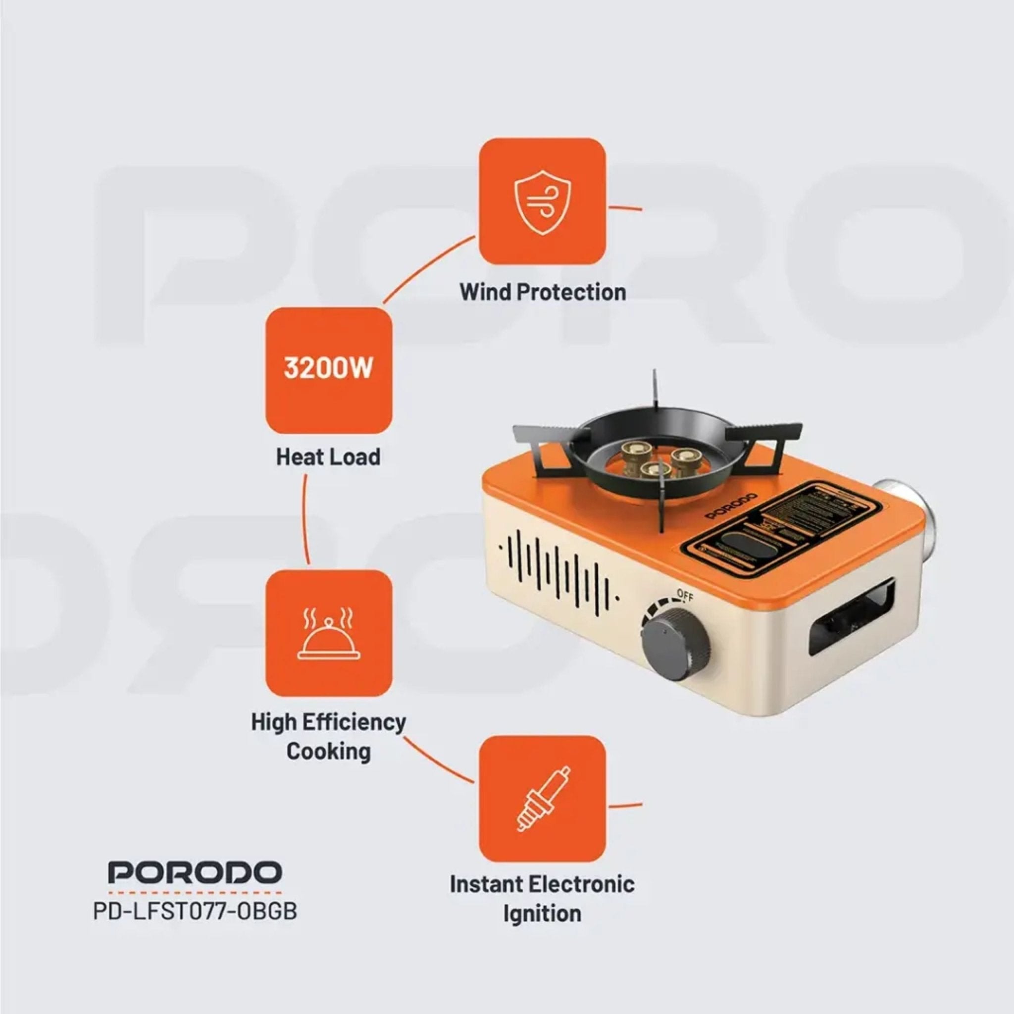 Porodo Lifestyle Portable Outdoor Stove - Orange