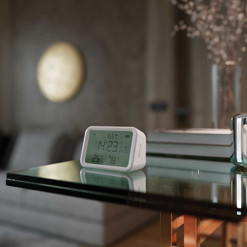 Porodo Lifestyle Smart Wifi Temperature Humidity Alarm clock - White