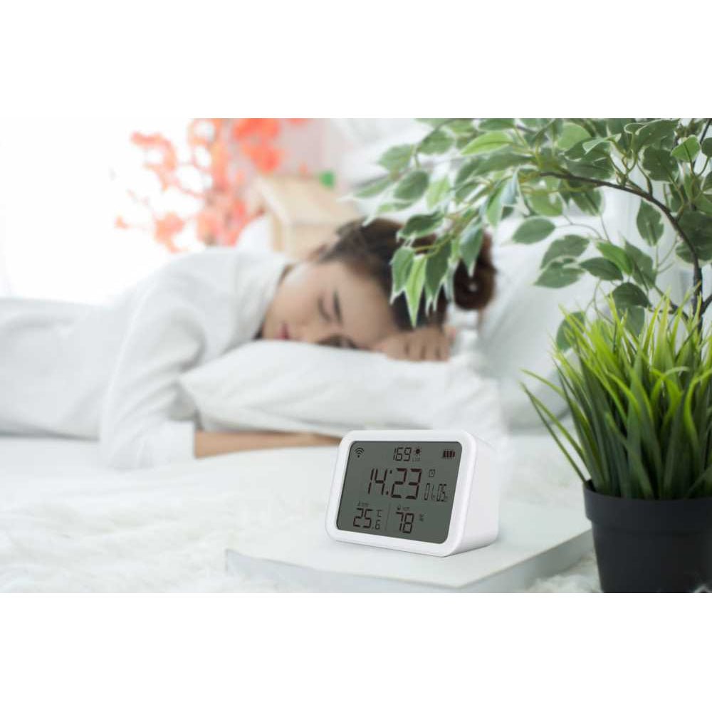 Porodo Lifestyle Smart Wifi Temperature Humidity Alarm clock - White