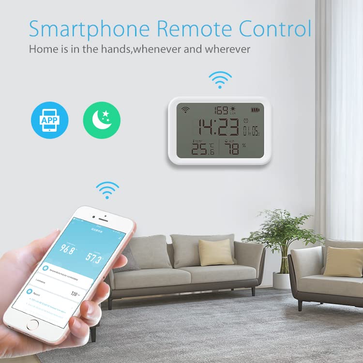 Porodo Lifestyle Smart Wifi Temperature Humidity Alarm clock - White
