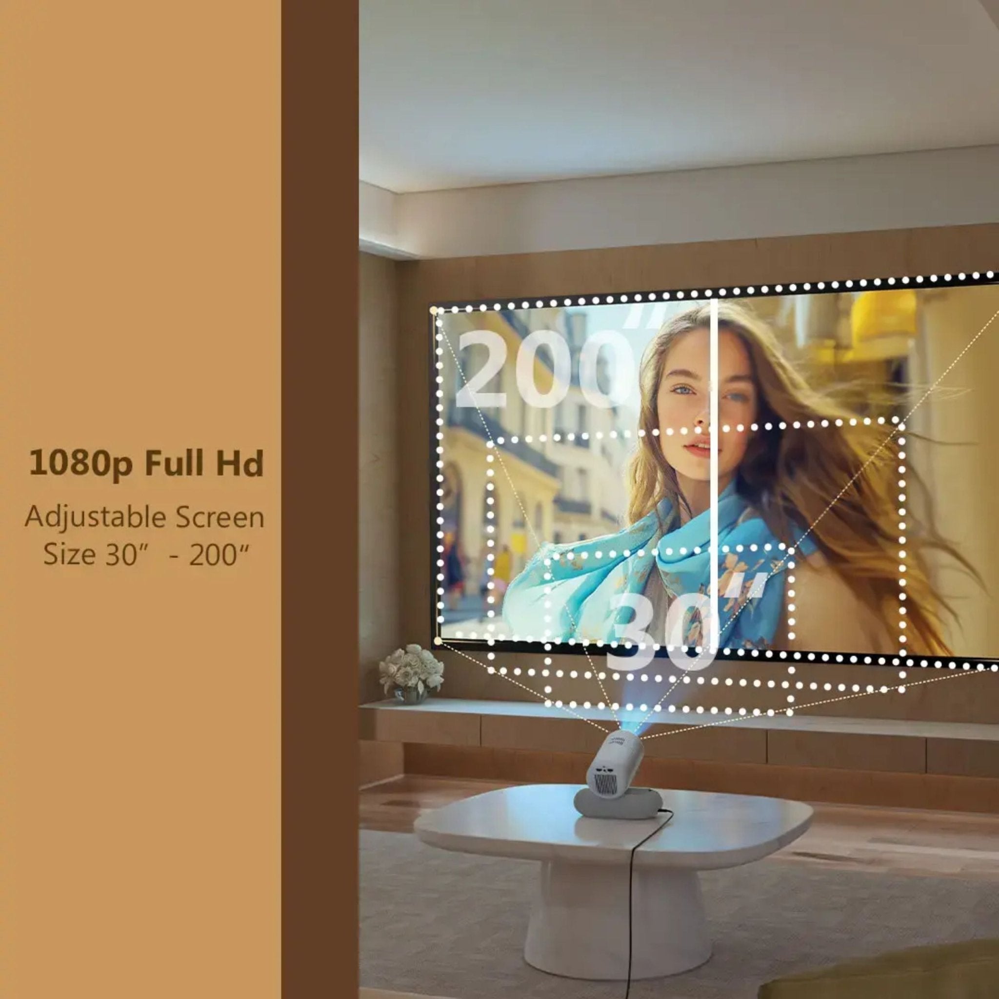 Porodo Lumacast Smart Full HD Projector Auto Focus & Keystone - White ( 1 Year Plan )