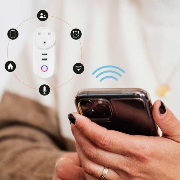 Porodo Smart Wifi Plug with Dual USB Charge PD-WFPU2-WH