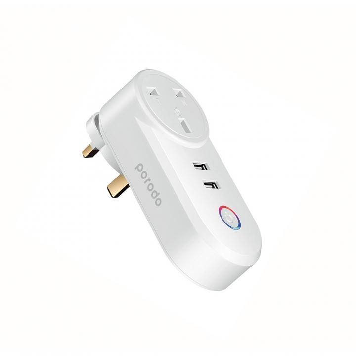Porodo Smart Wifi Plug with Dual USB Charge PD-WFPU2-WH
