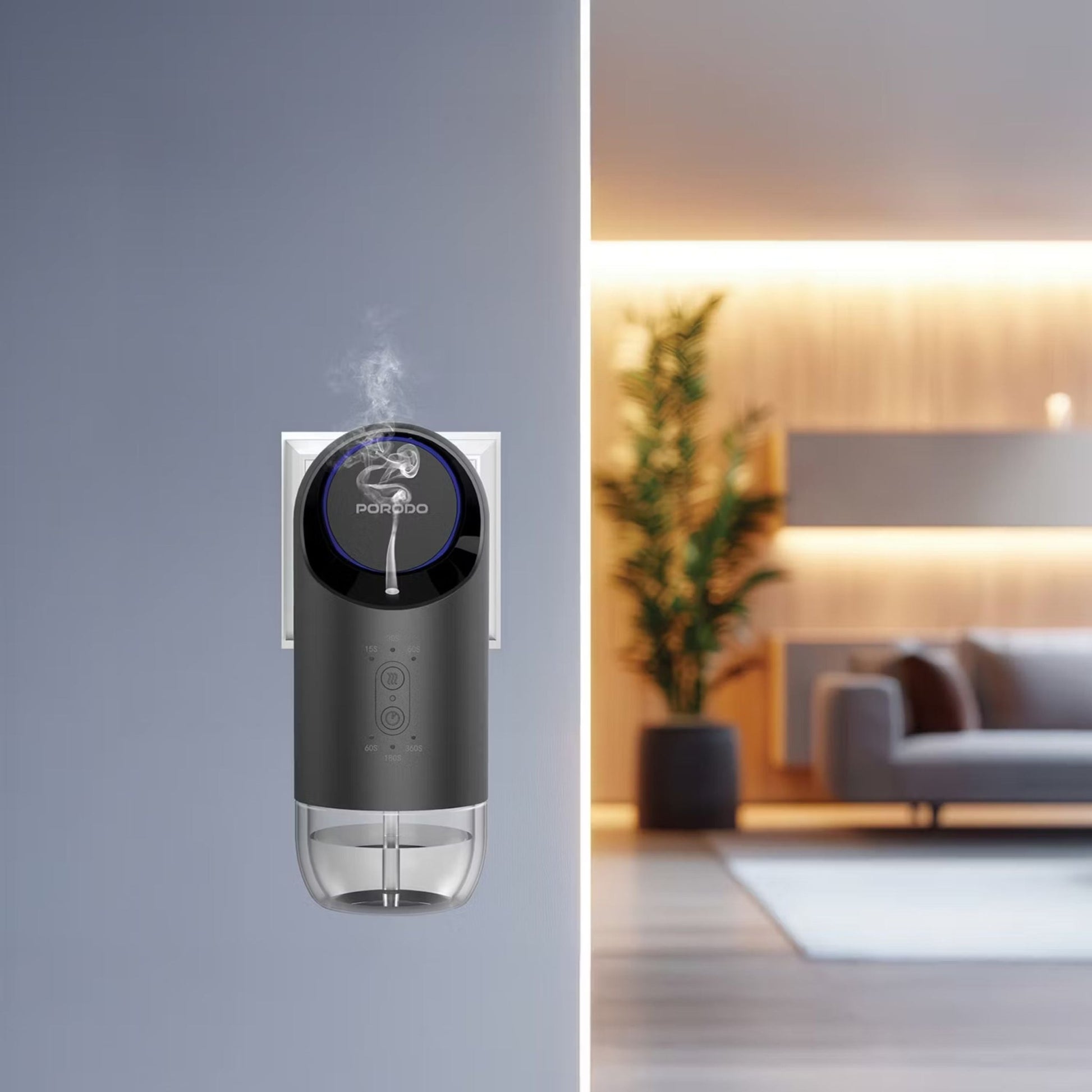 Porodo Wall Plug-in Essential Oil Diffuser 120mL - Black