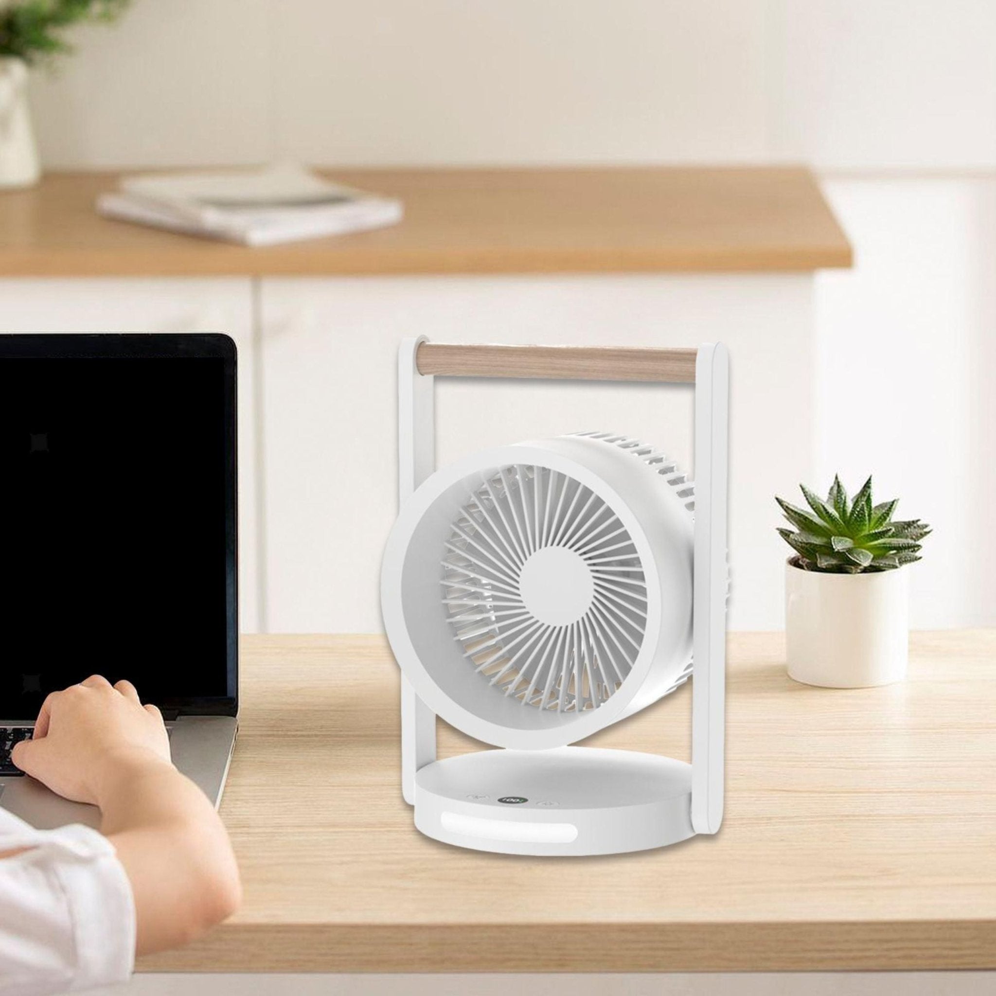 Portable Desk Fan with Built-in Light 3600 mAh 4 Speeds