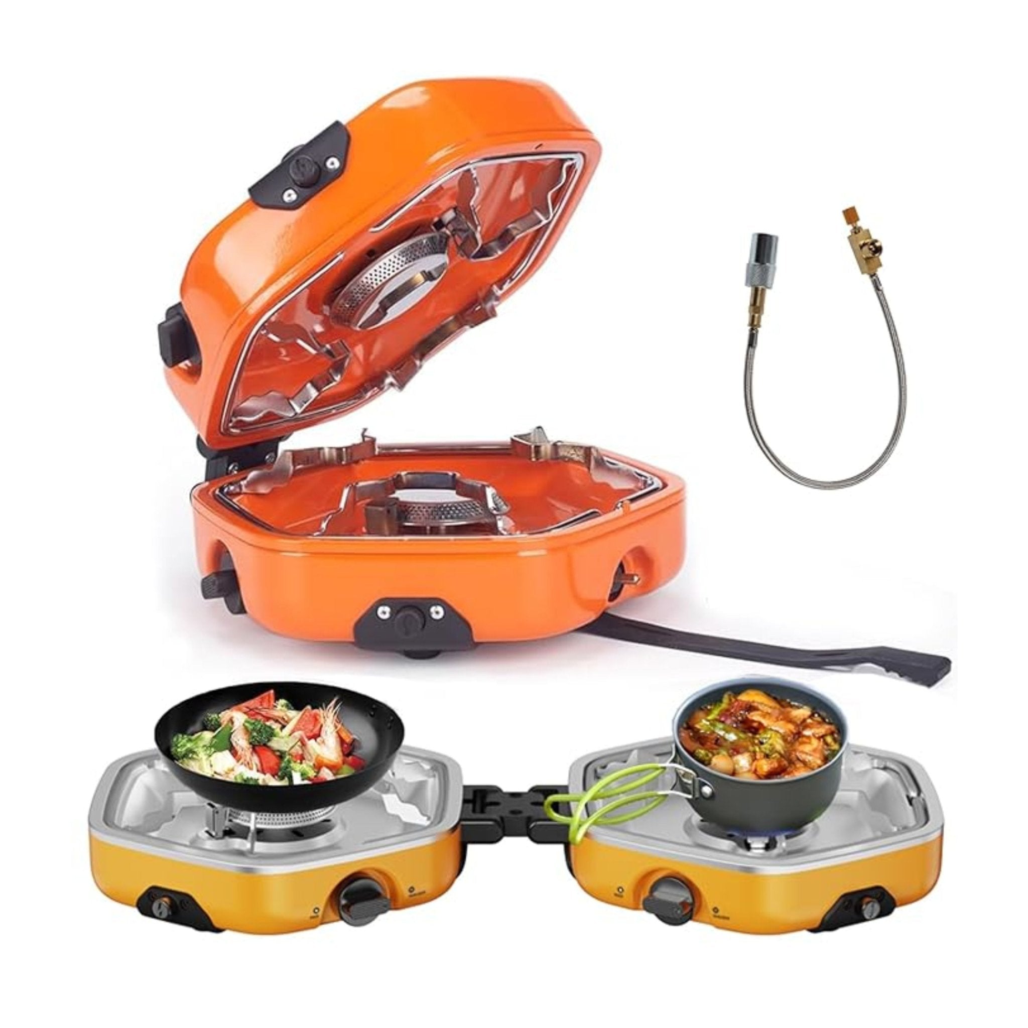 Portable Dual Burner Camping Gas Stove YC01 - Orange