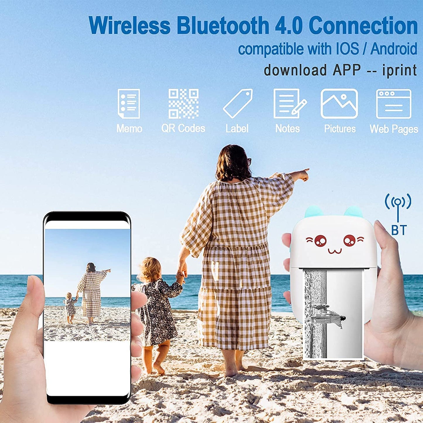 Portable Printer Mini Pocket Wireless Bluetooth Thermal Printer