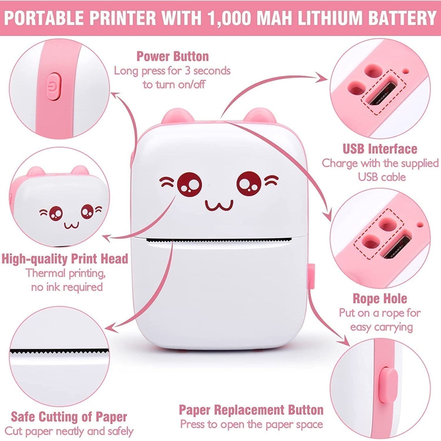 Portable Printer Mini Pocket Wireless Bluetooth Thermal Printer