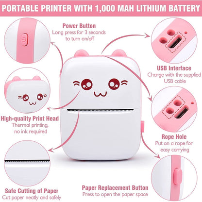Portable Printer Mini Pocket Wireless Bluetooth Thermal Printer