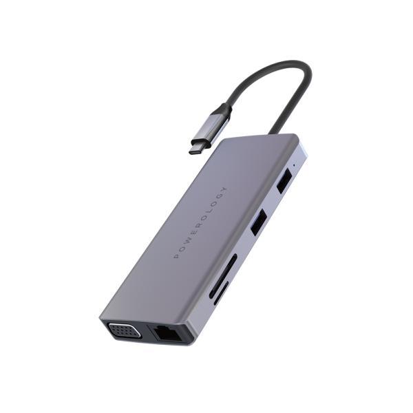 Powerology 11 in 1 USB-C Hub Ethernet HDMI VGA