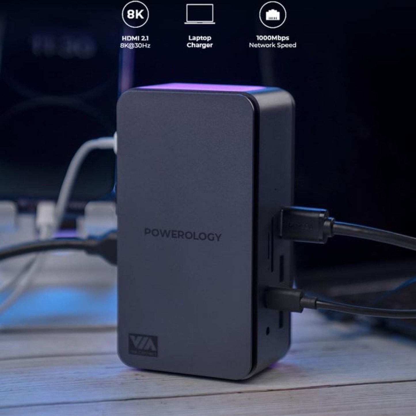 Powerology 15 in 1 Dual Dock Station PD100W - Black