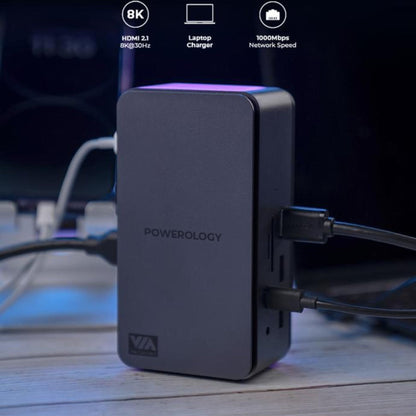 Powerology 15 in 1 Dual Dock Station PD100W - Black