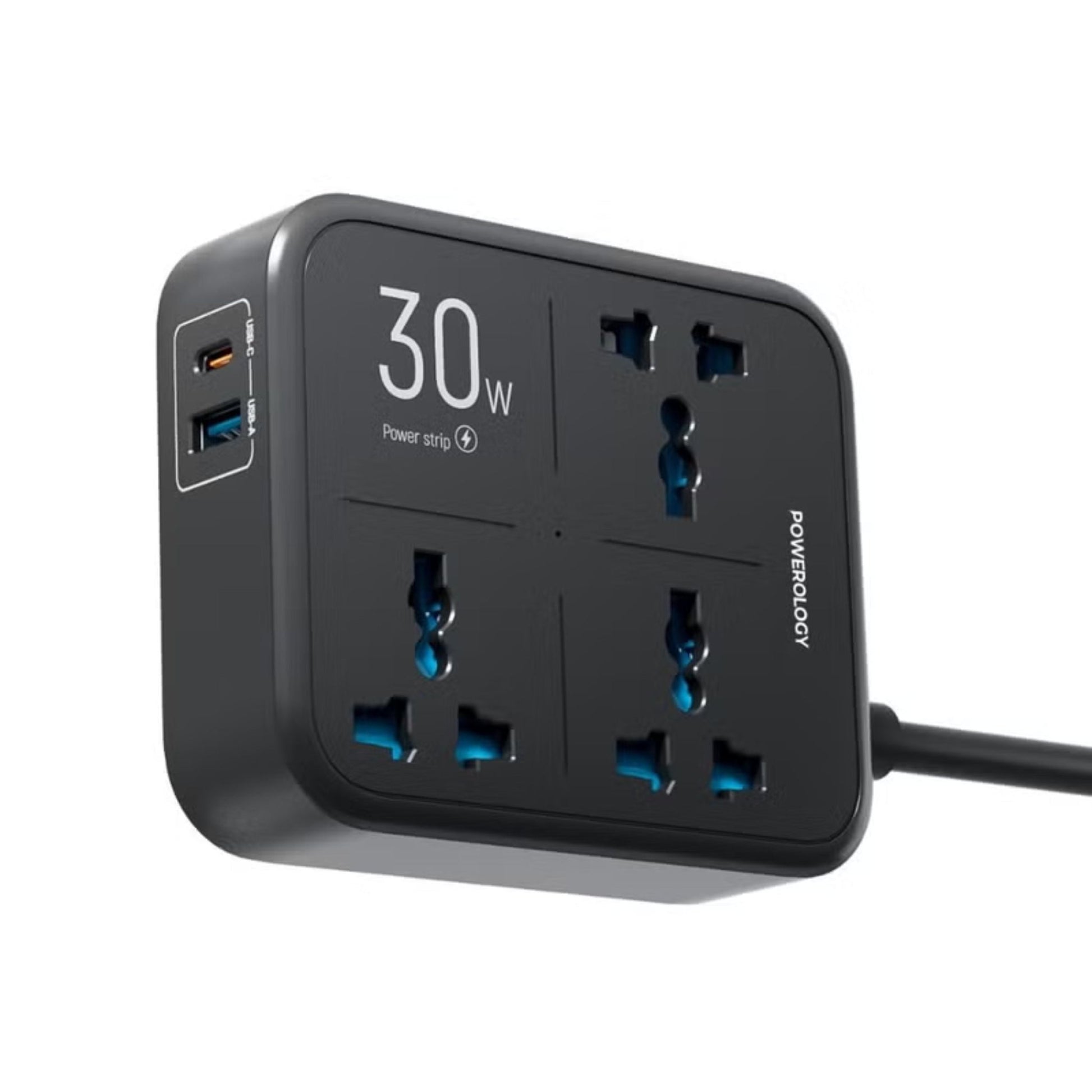 Powerology 3250W 3AC PD 30W Power Strip 3M - Black