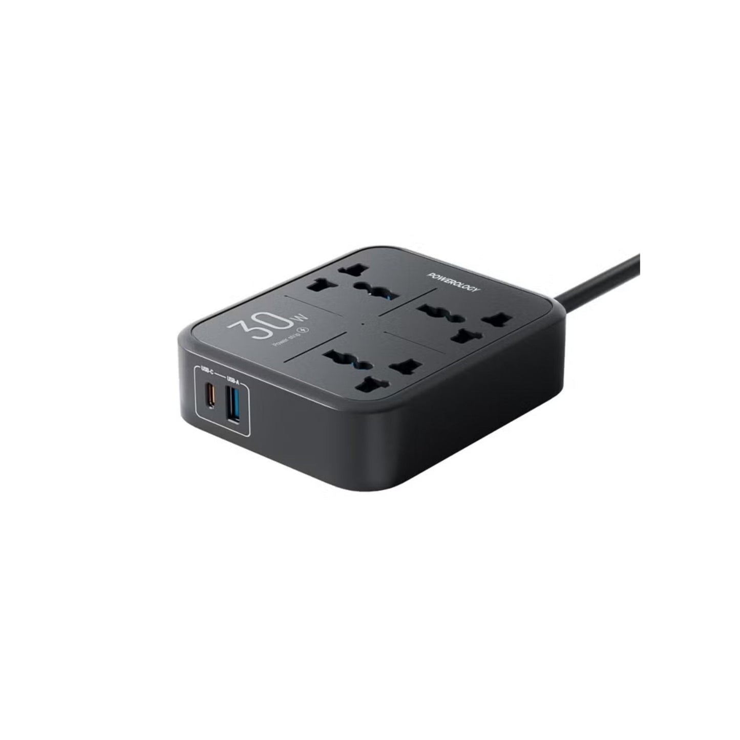 Powerology 3250W 3AC PD 30W Power Strip 3M - Black