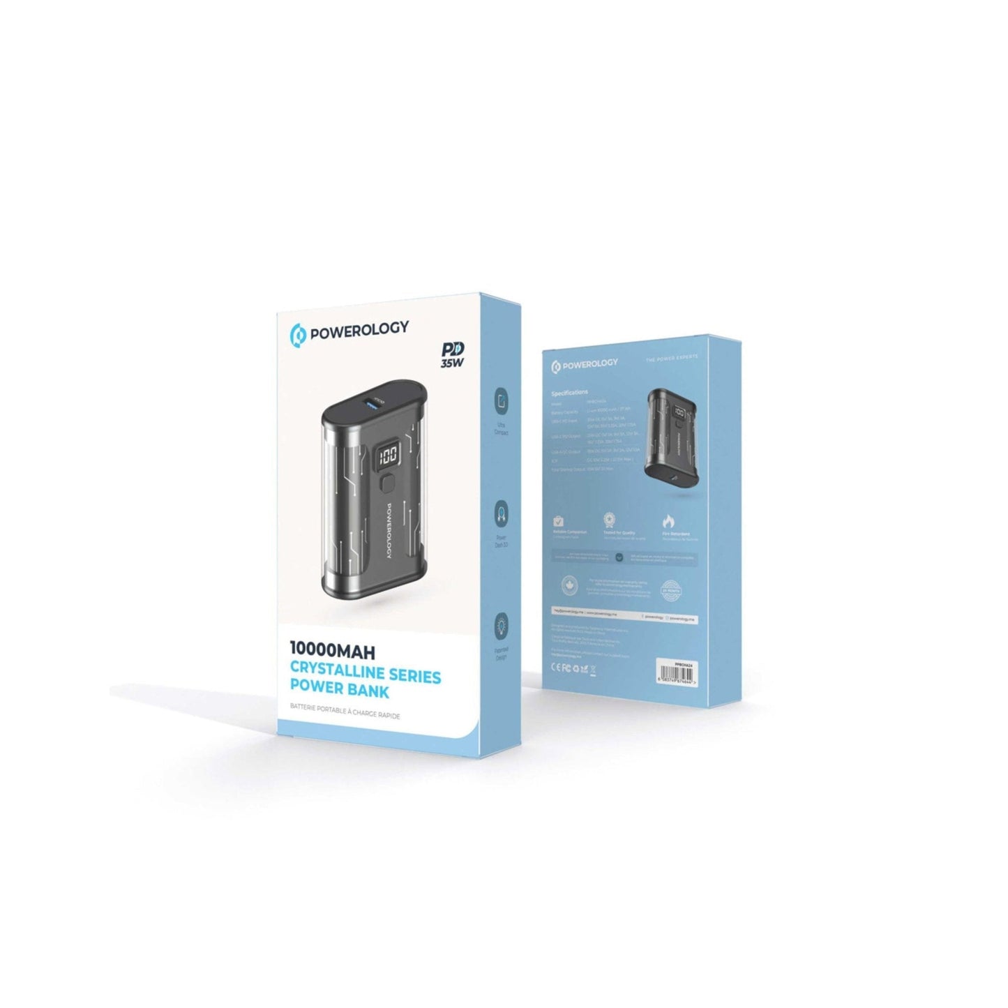 Powerology Crystalline Series Power Bank 10000mAh PD 35W - Black