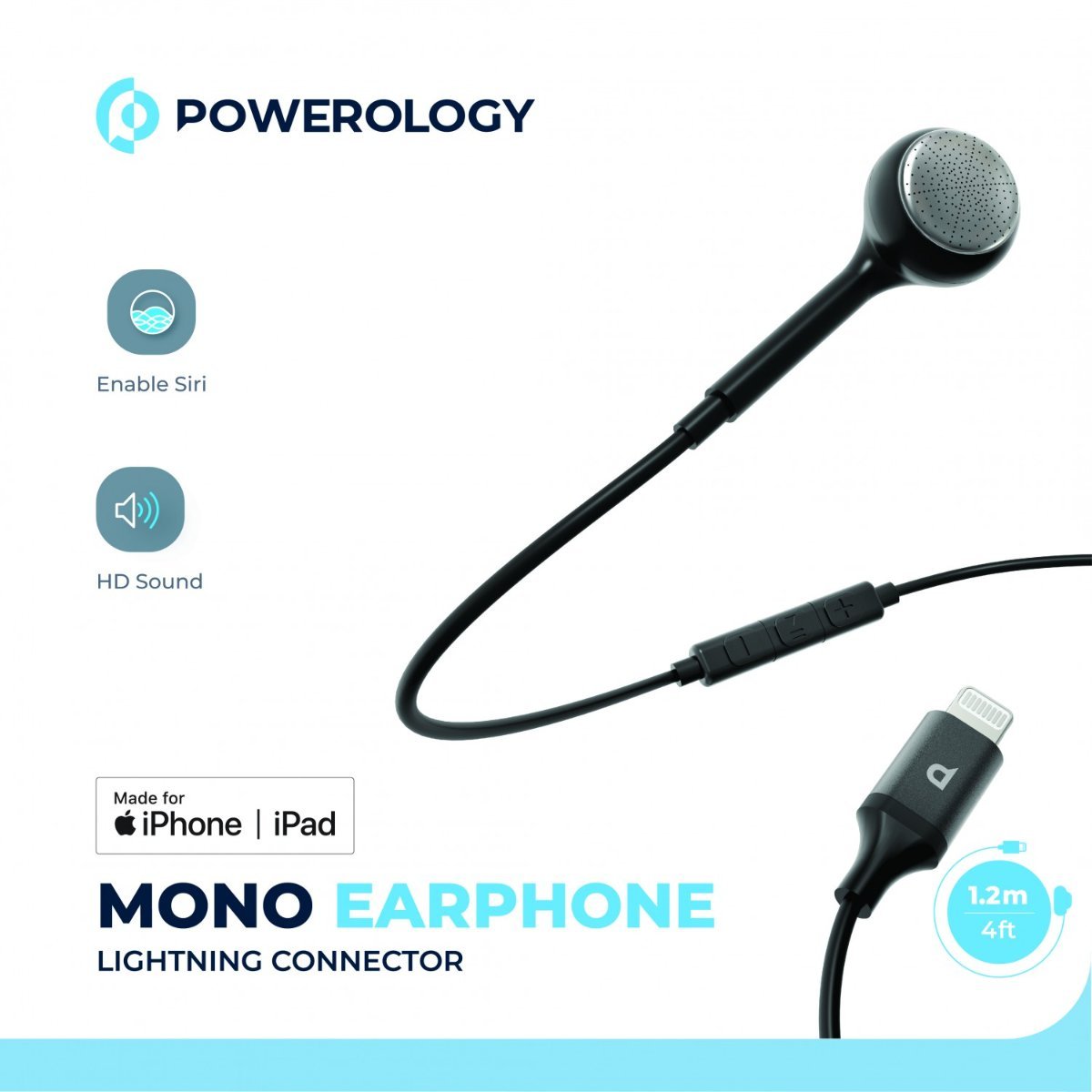 Powerology Mono Earphone Lightning Connector