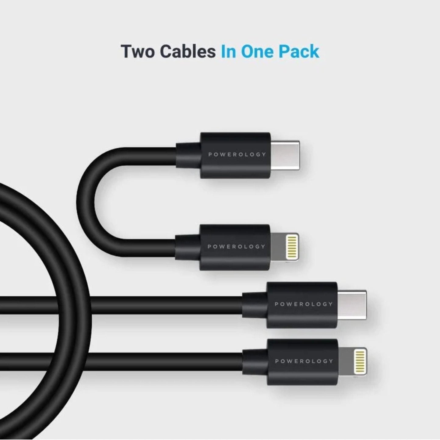 Powerology Usb-C To Lightning Cable 0.9m/3Ft and 0.25m/0.8Ft Combo