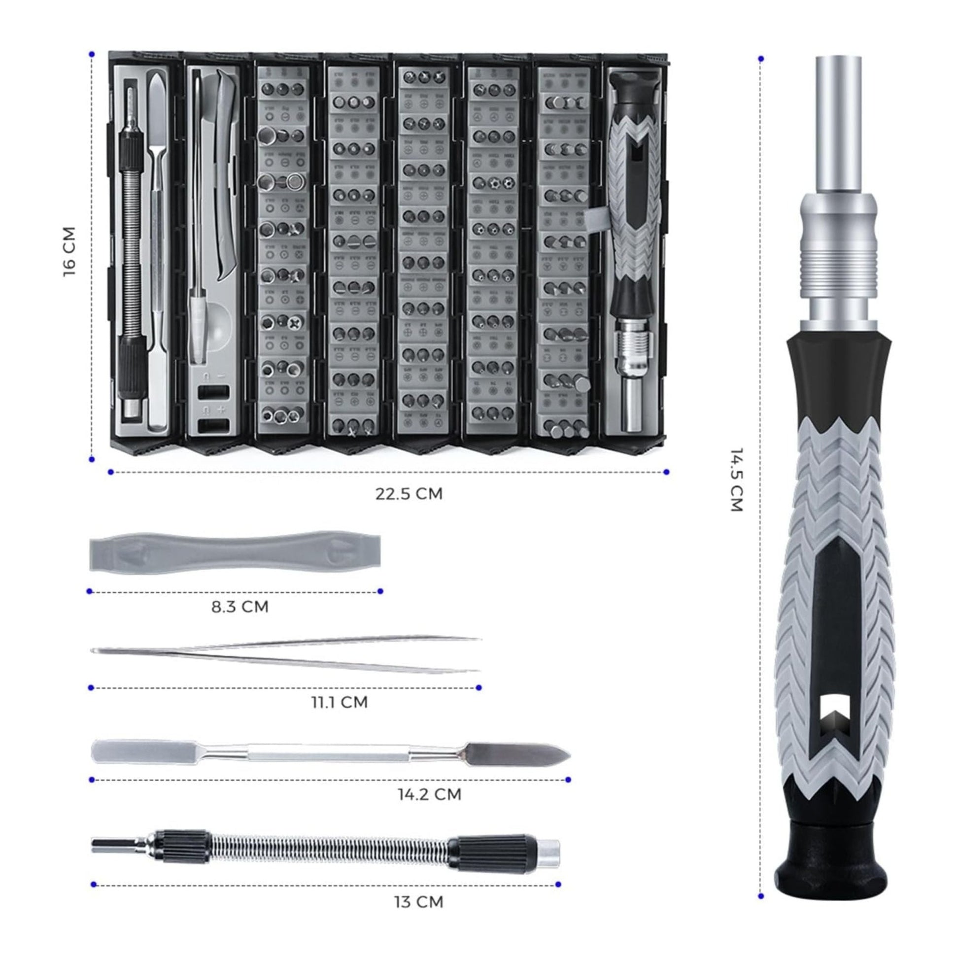 Precision Cylindrical Screwdriver Set 126 Piece - Black