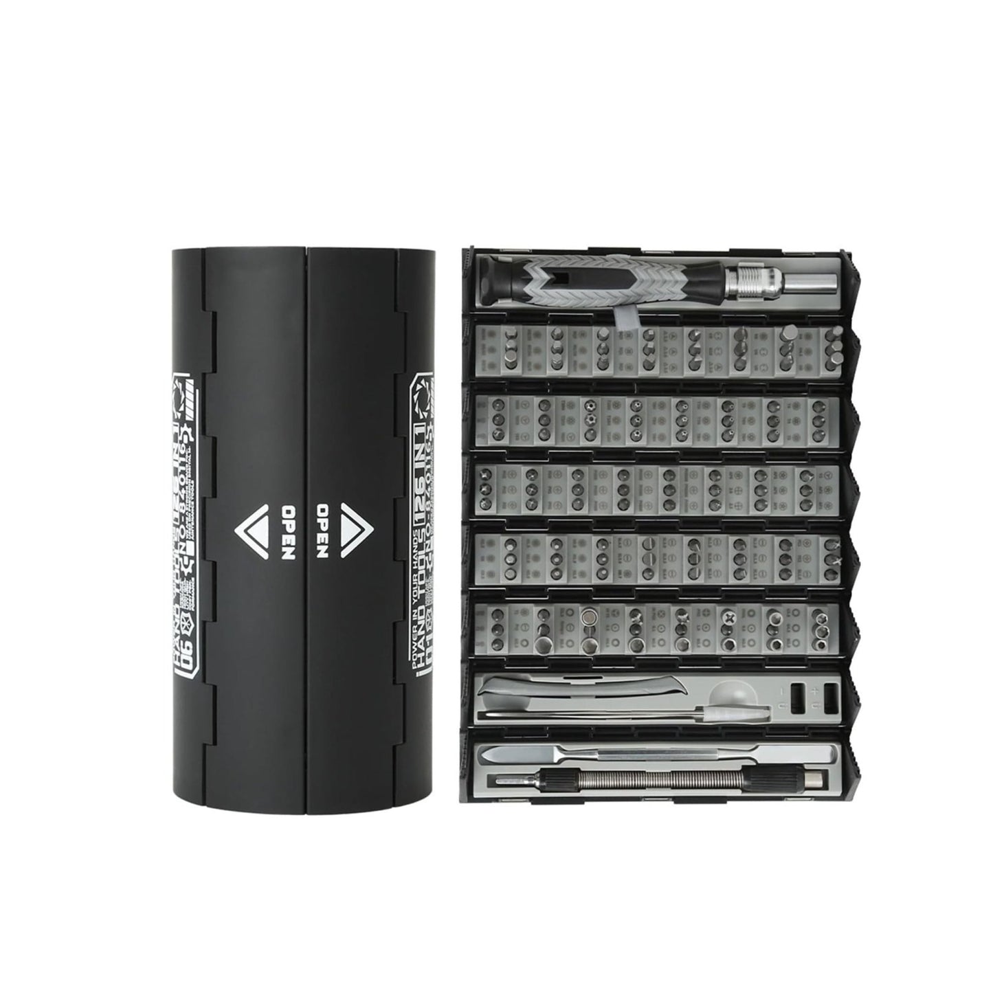 Precision Cylindrical Screwdriver Set 126 Piece - Black