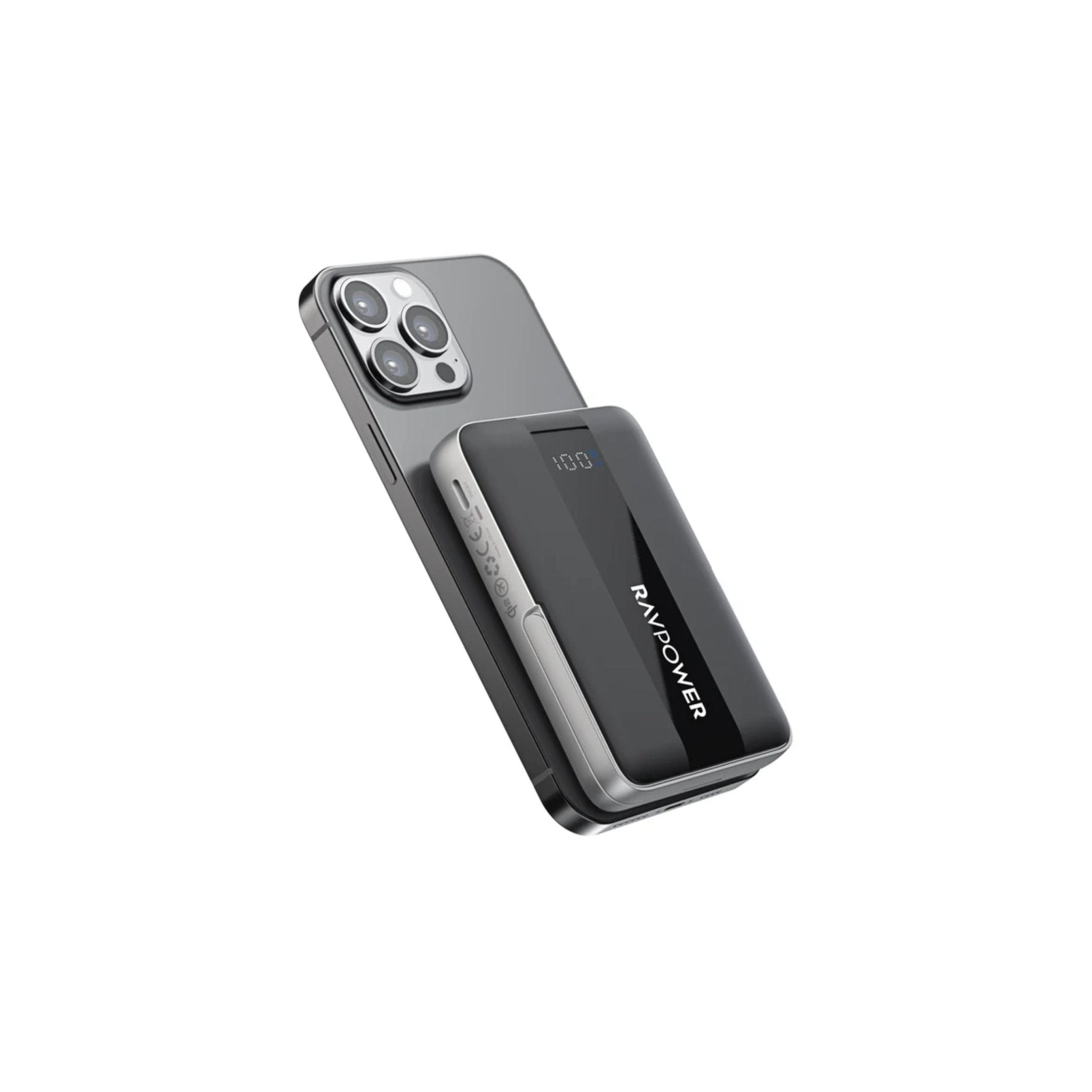 RAVPower 15W 10000mAh MagSafe Wireless Charging Power Bank with Type-C Port Stand - Black