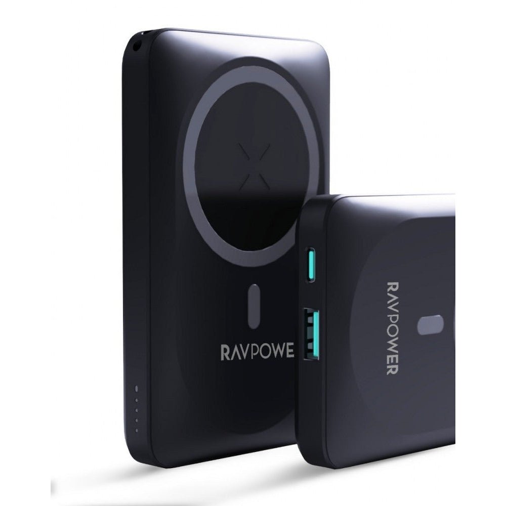 RAVPower 20000 mAh Battery with Type-C port and USB port with magnet for wireless charging - Black