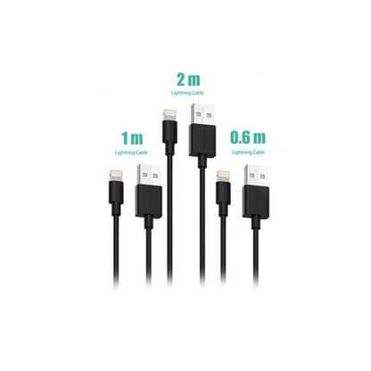 RAVPower 3-Pack USB Cable with Lightning Connector ( 0.6m / 1m / 2m ) - Black