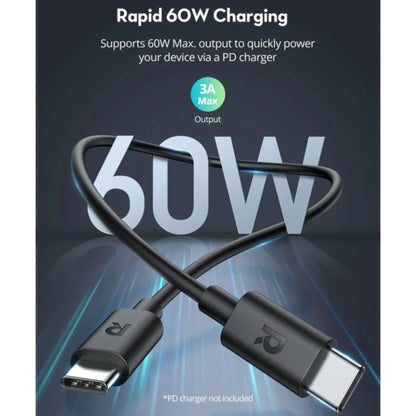 RAVPower 3 in 1 Combo (20,000 battery +60W Type-C to Type-C cable + 20W wall plug) - Black