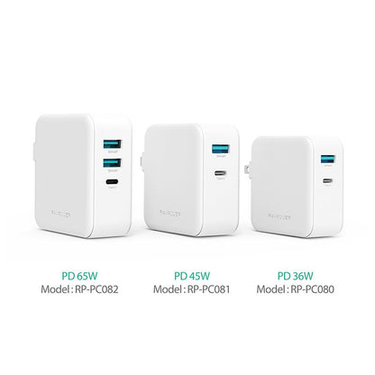 RAVPower 3-port USB PD Wall Charger 65W+QC3.0 UK - White