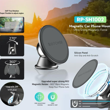 RAVPower 360 Magnetic Car Phone Mount - Black