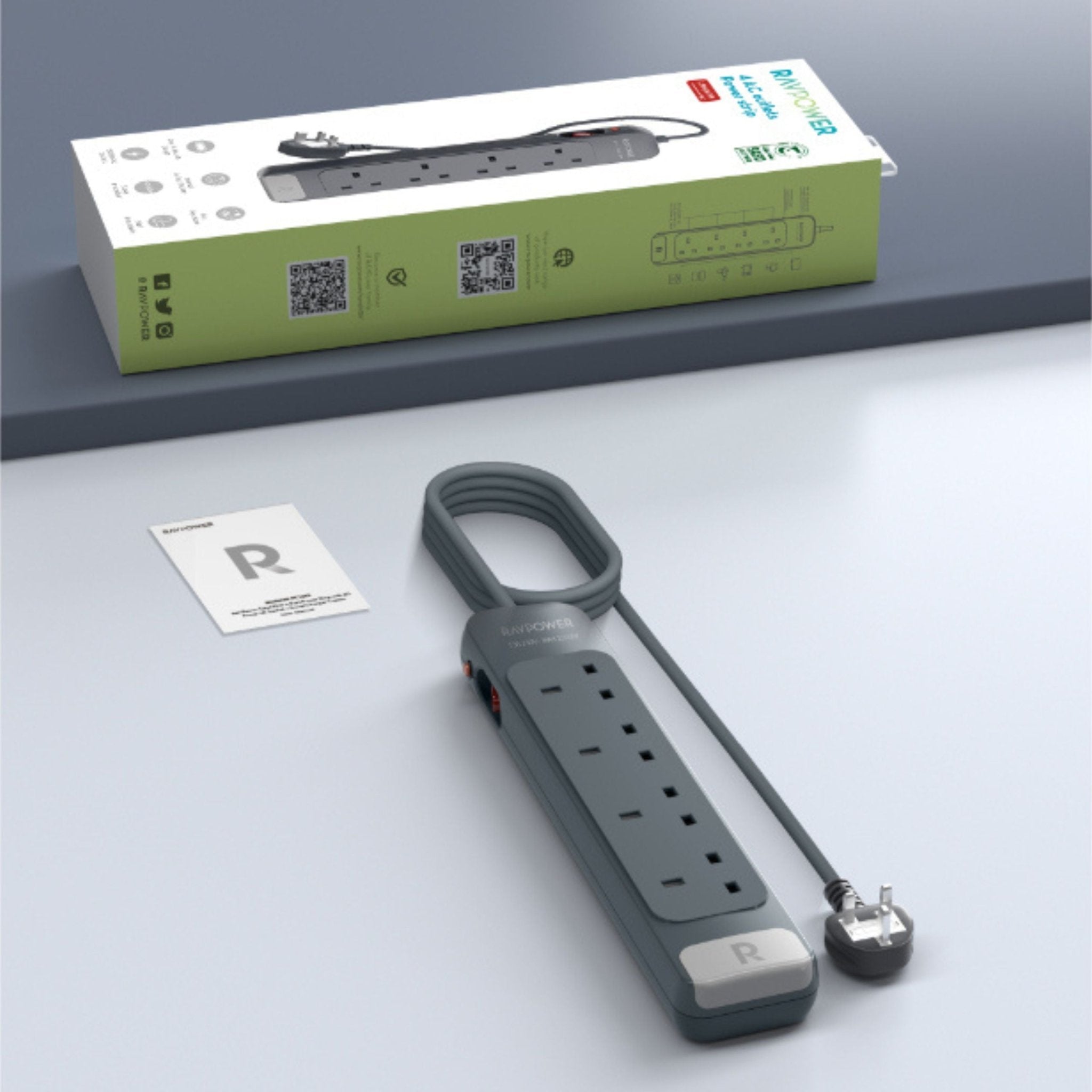 RAVPower 4 AC Outlet Power Strip 1.5M - Black
