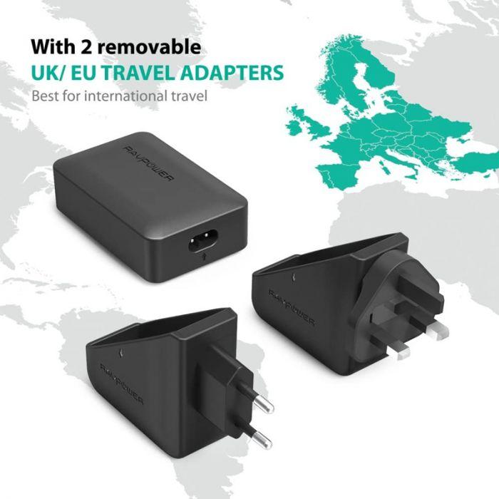 RAVPower 4-Port Travel Adapter 40W - Black