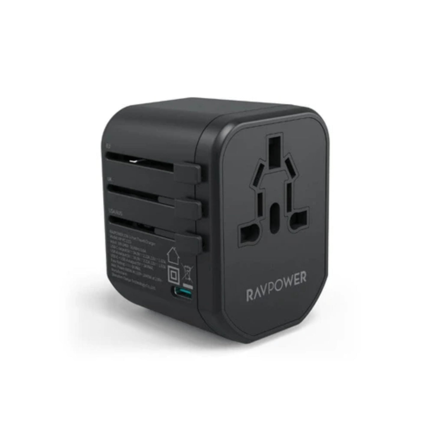 RAVPower 20000mAh Battery Pack + Travel Plug + Car Charger + Type-C to Lightning Cable + Type-C to Type-C Cable + Handbag - Black