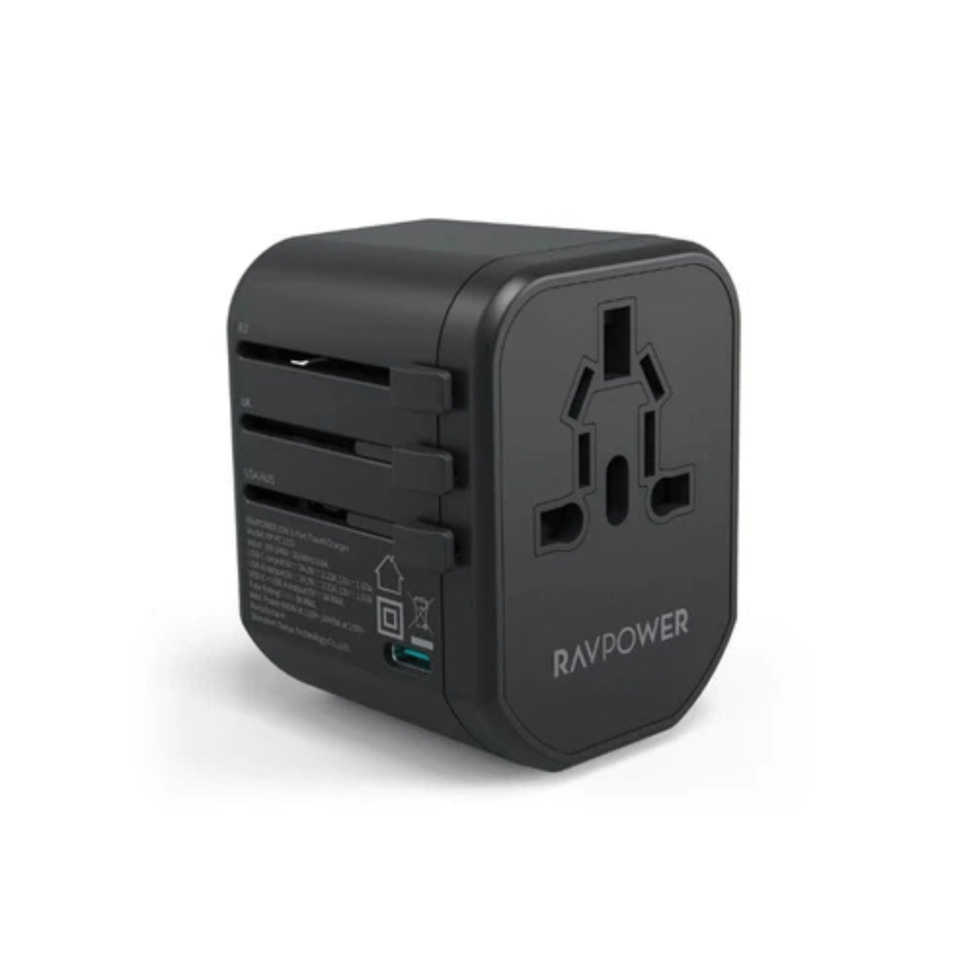RAVPower 20000mAh Battery Pack + Travel Plug + Car Charger + Type-C to Lightning Cable + Type-C to Type-C Cable + Handbag - Black