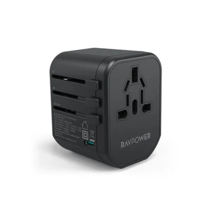 RAVPower 20000mAh Battery Pack + Travel Plug + Car Charger + Type-C to Lightning Cable + Type-C to Type-C Cable + Handbag - Black