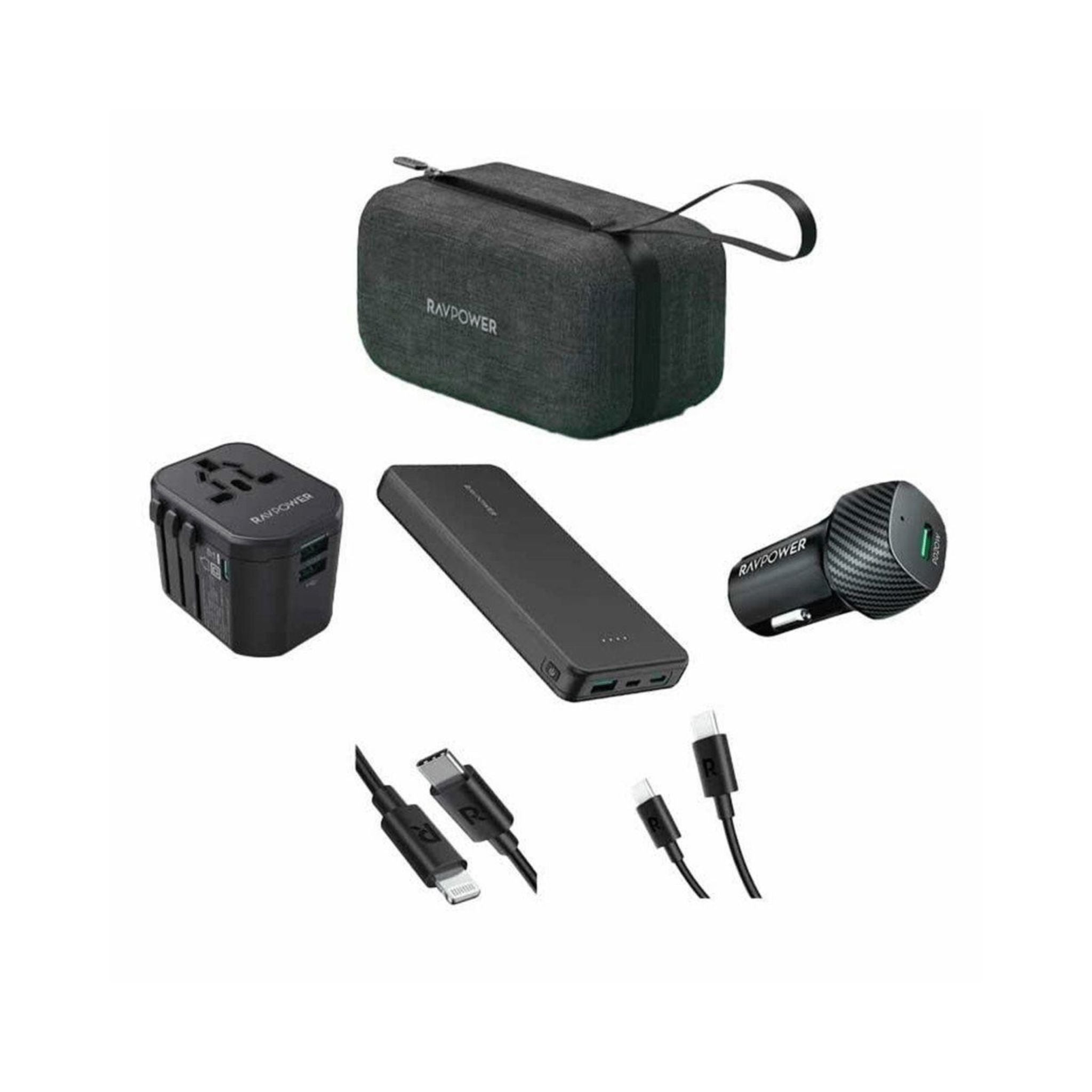 RAVPower 5-in-1 Travel Charging Combo 10000mAh – Black