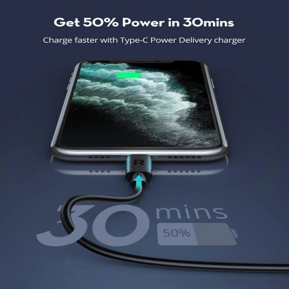 RAVPower Charge&Sync Type-C to Lightning cable 1M - Black