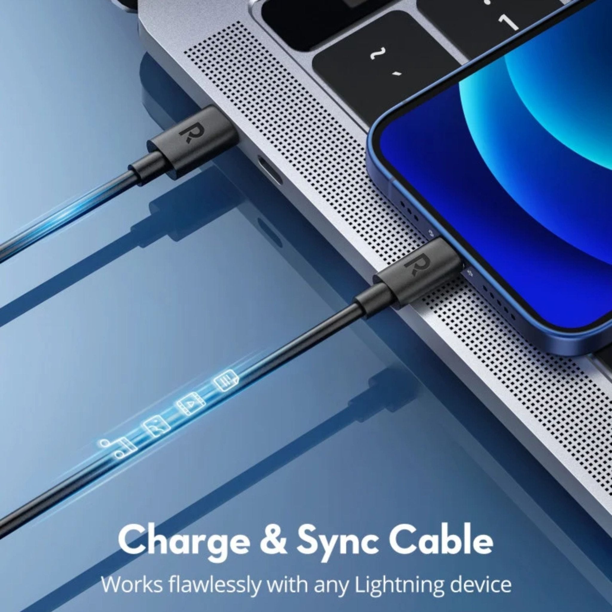 RAVPower Charge&Sync Type-C to Lightning cable 1M and 2M Combo - Black