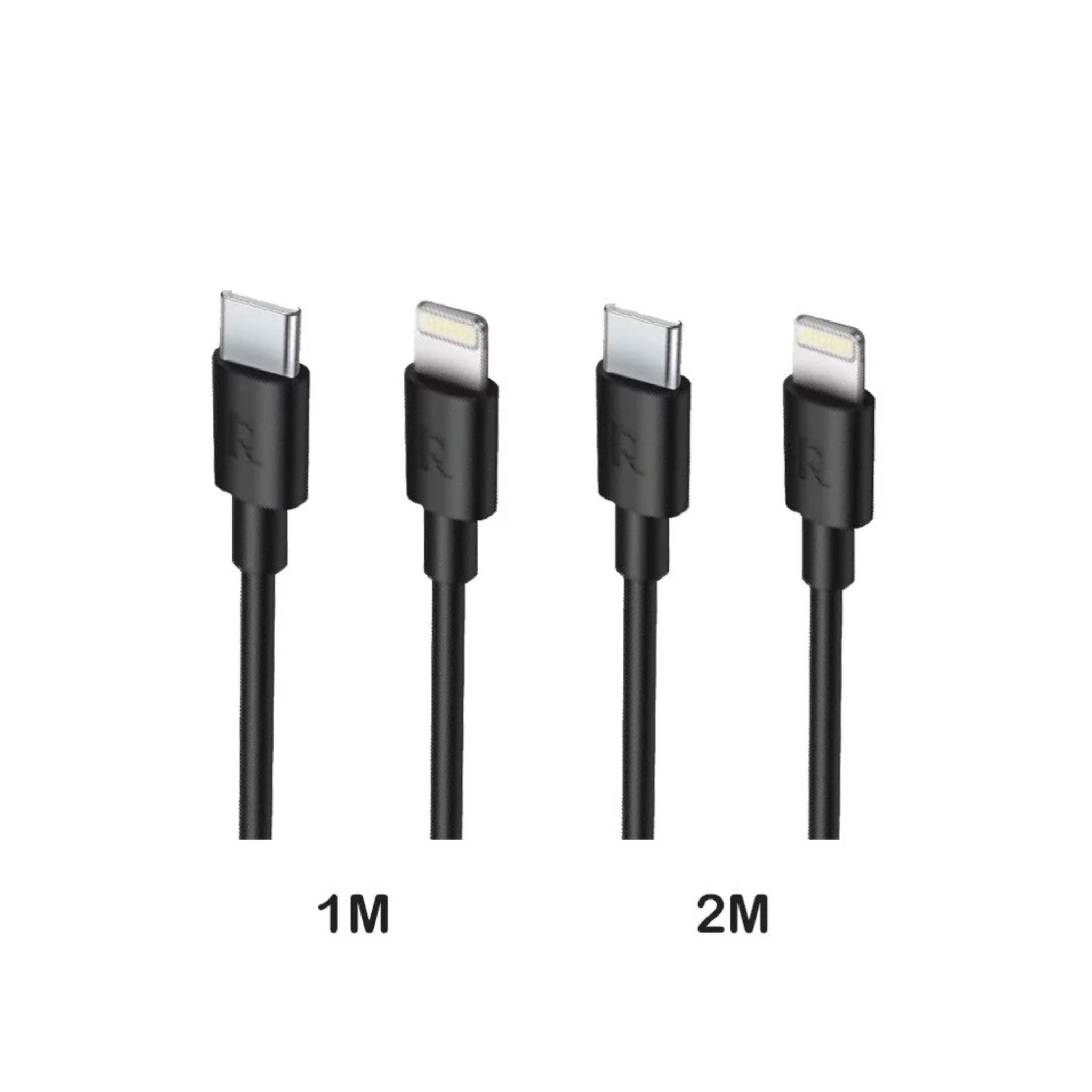 RAVPower Charge&Sync Type-C to Lightning cable 1M and 2M Combo - Black