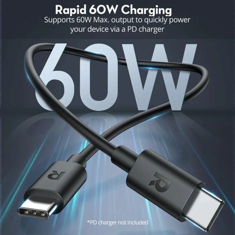 RAVPower Charge&Sync Type-C to Type-C cable 2M - Black
