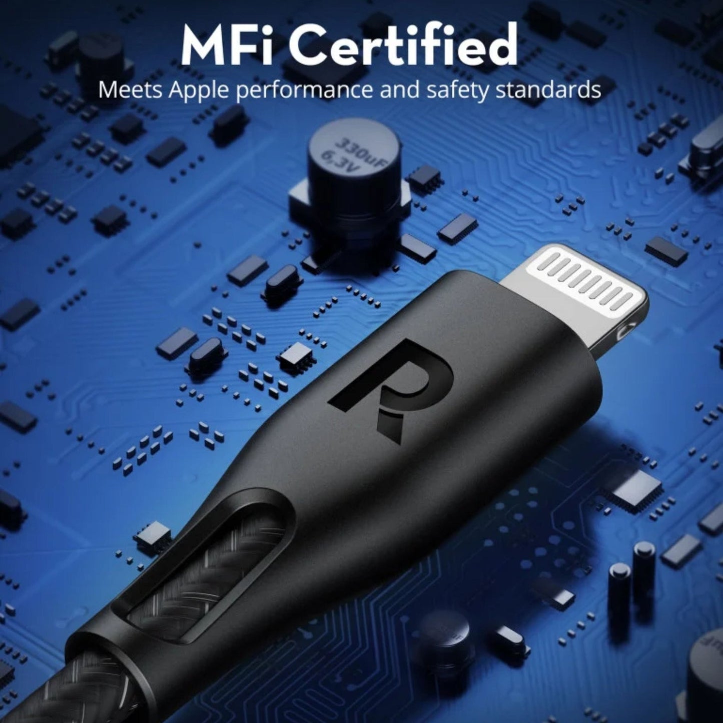 RAVPower Charge&Sync USB-A to Lightning Nylon Cable 1.2M - Black