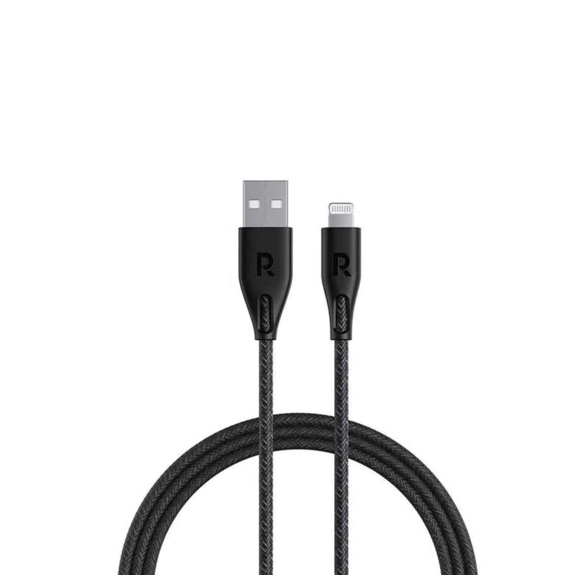 RAVPower Charge&Sync USB-A to Lightning Nylon Cable 1.2M - Black