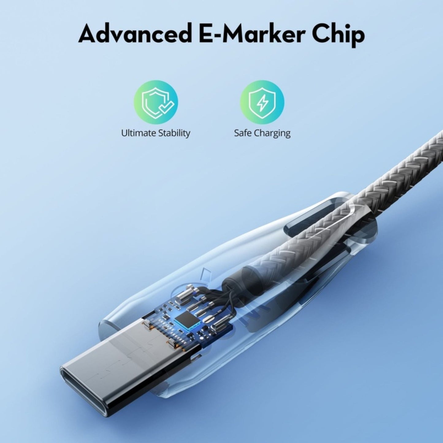 RAVPower Charge&Sync USB-C to USB-C Nylon Cable 100W 1.5M - Black